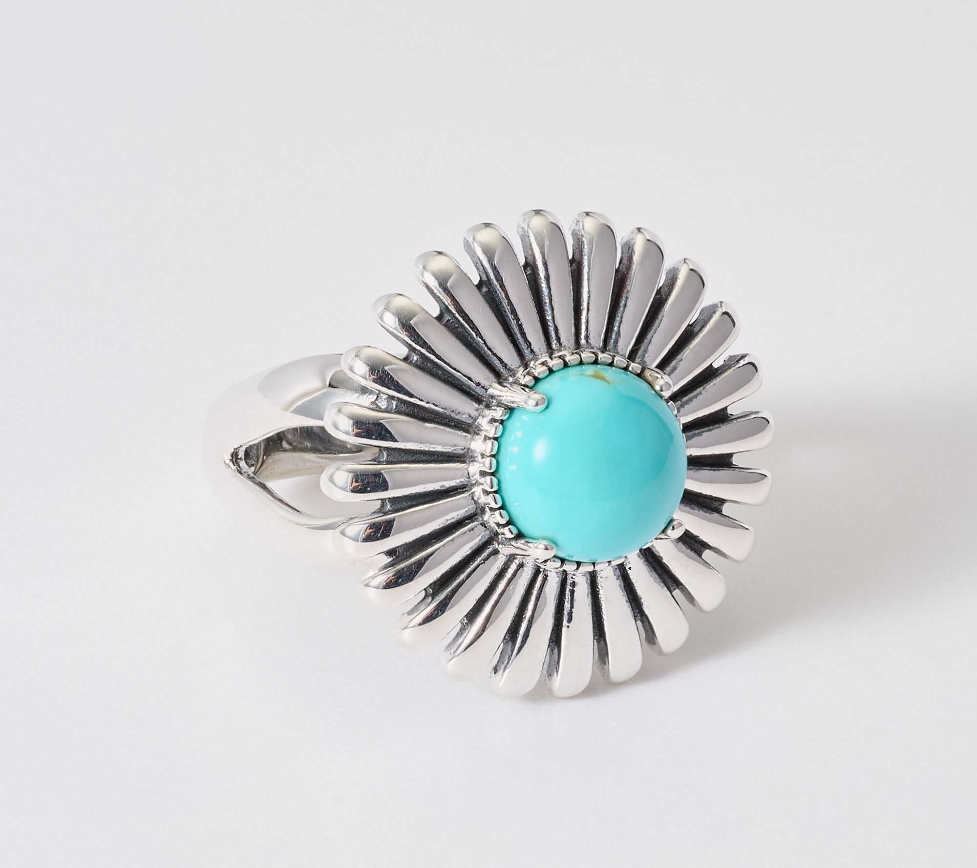 American West Sterling Silver Concha Ray Gemstone Ring