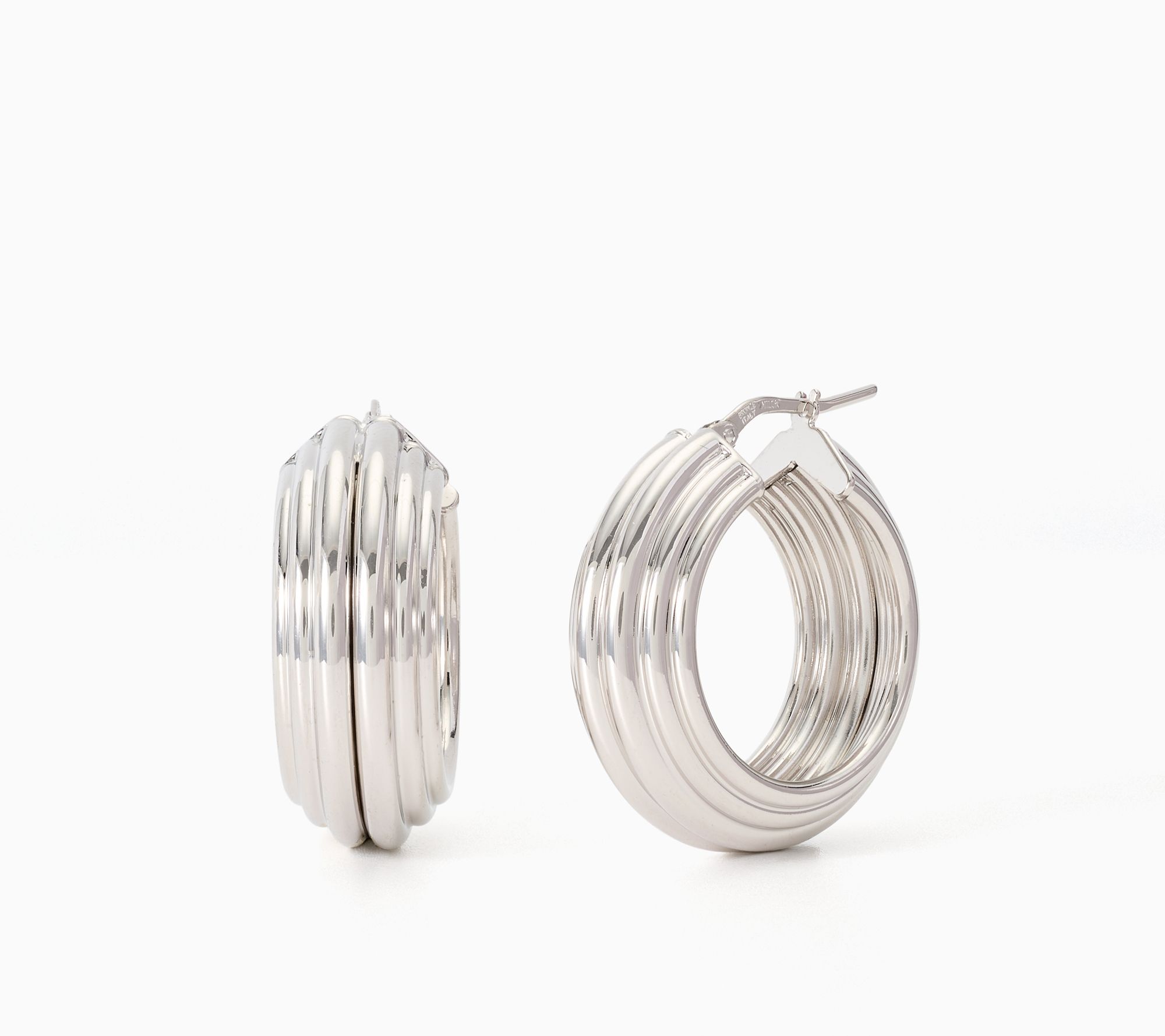 David Markstein Bronze Luxe Couture Ribbed 1" Hoop Earrings