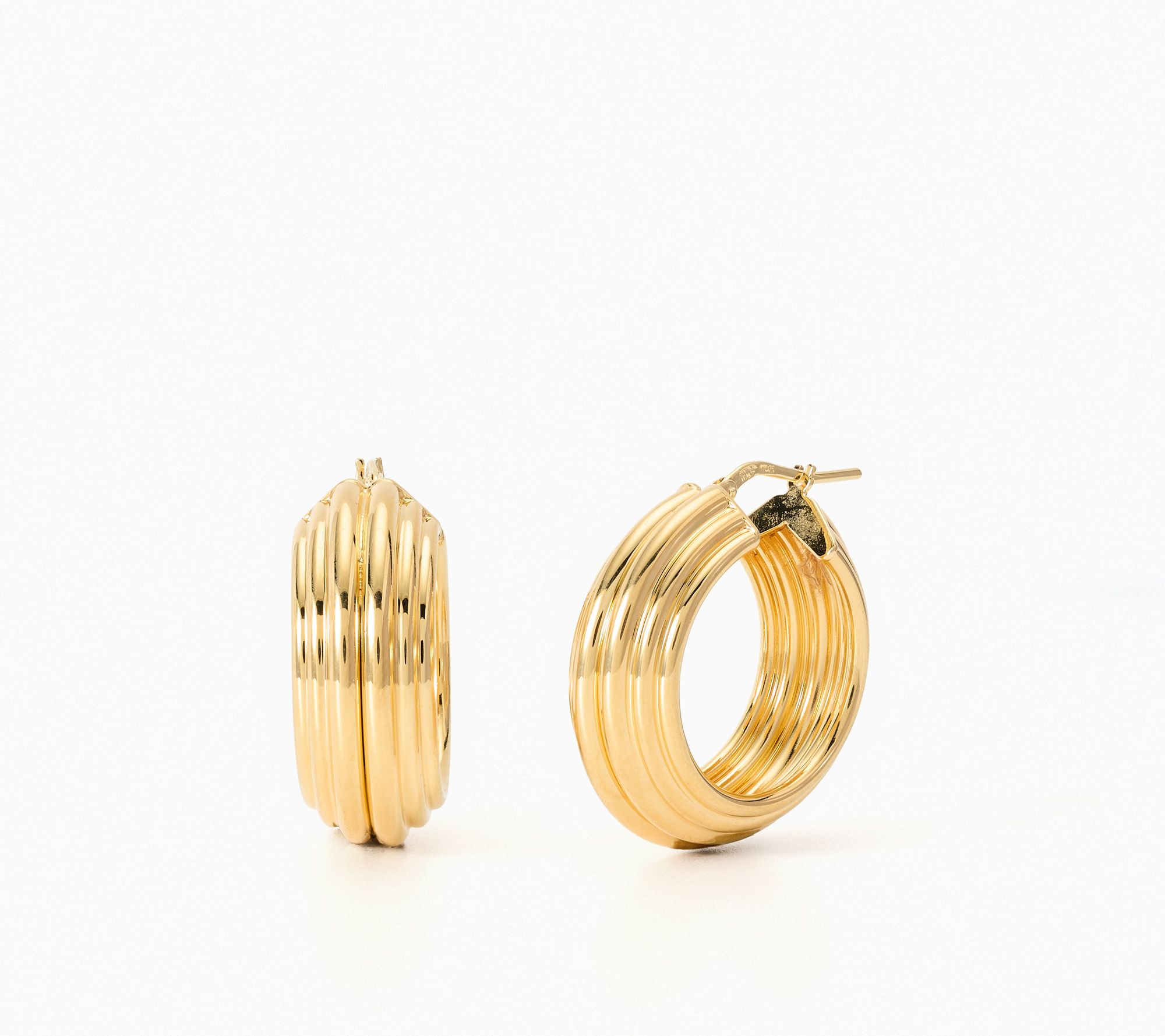 David Markstein Bronze Luxe Couture Ribbed 1" Hoop Earrings