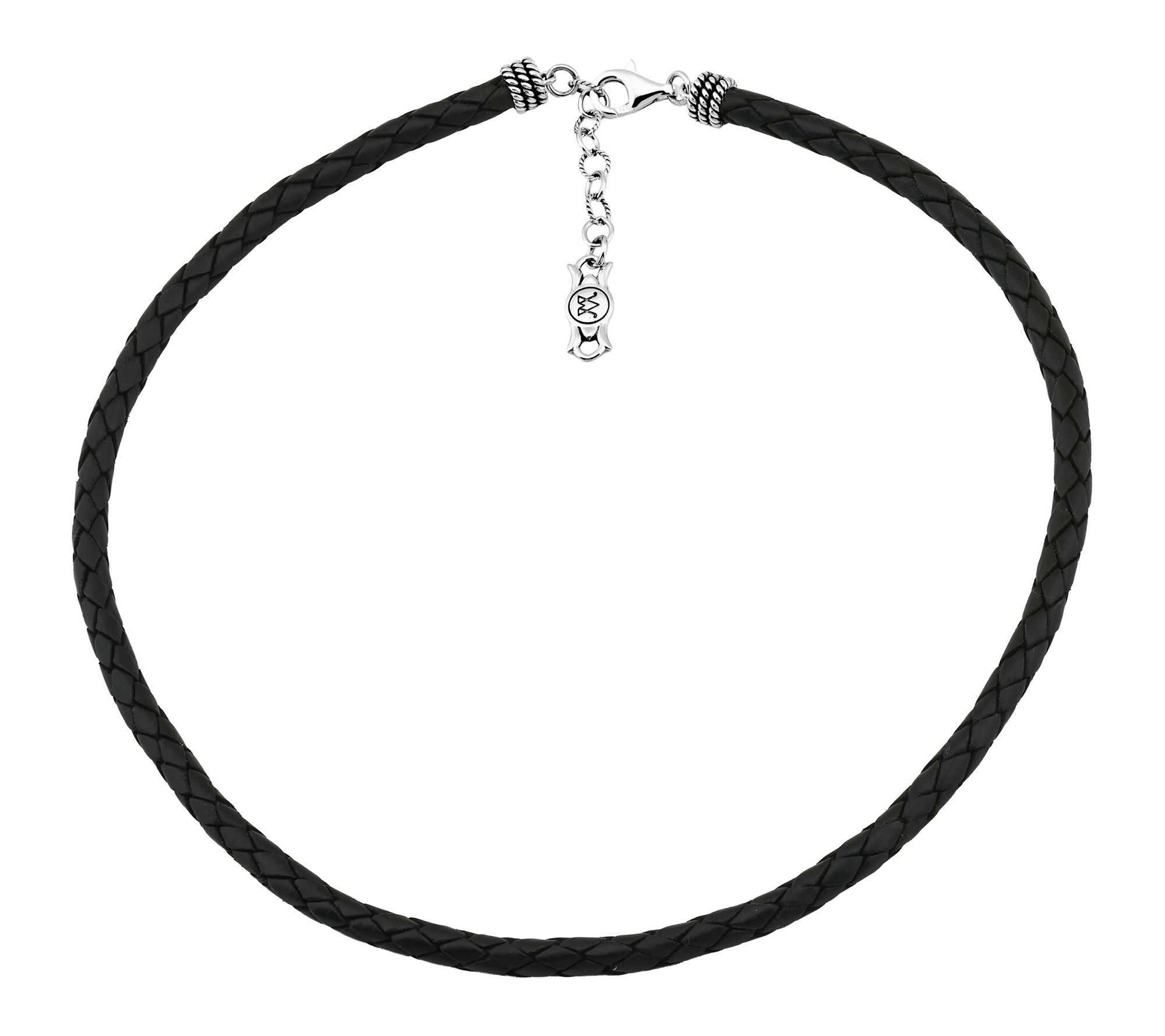 American West Sterling Silver Braided Leather 1 7" Necklace