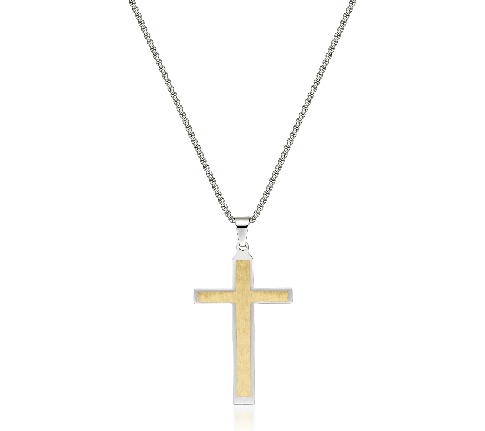 LYNX Men's Stainless Steel  Dimensional Cross Pendant w/ Chain