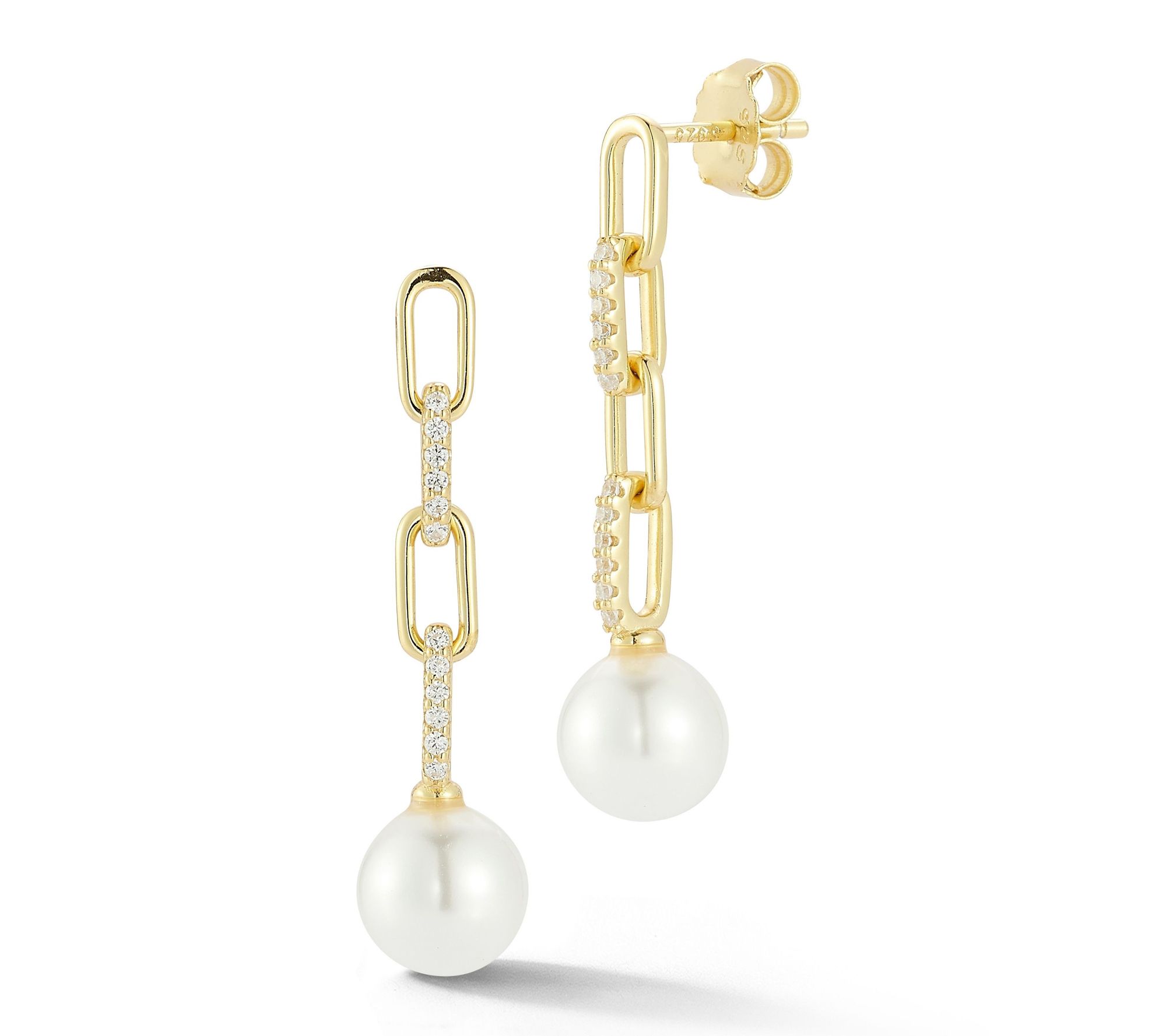 Rachel Zoe Cultured Pearl Paperclip Drop Earrings, Sterling