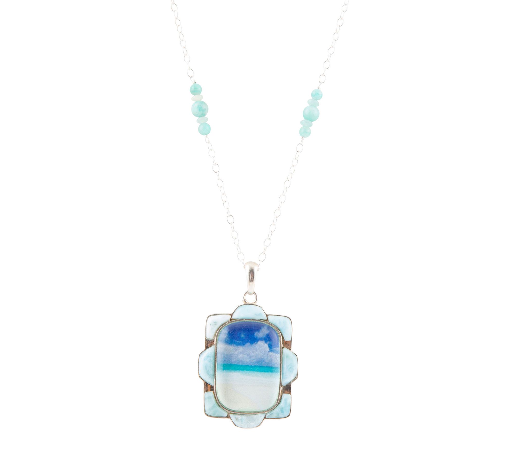 Barse Artisan Crafted Scenic Beach Larimar Necklace