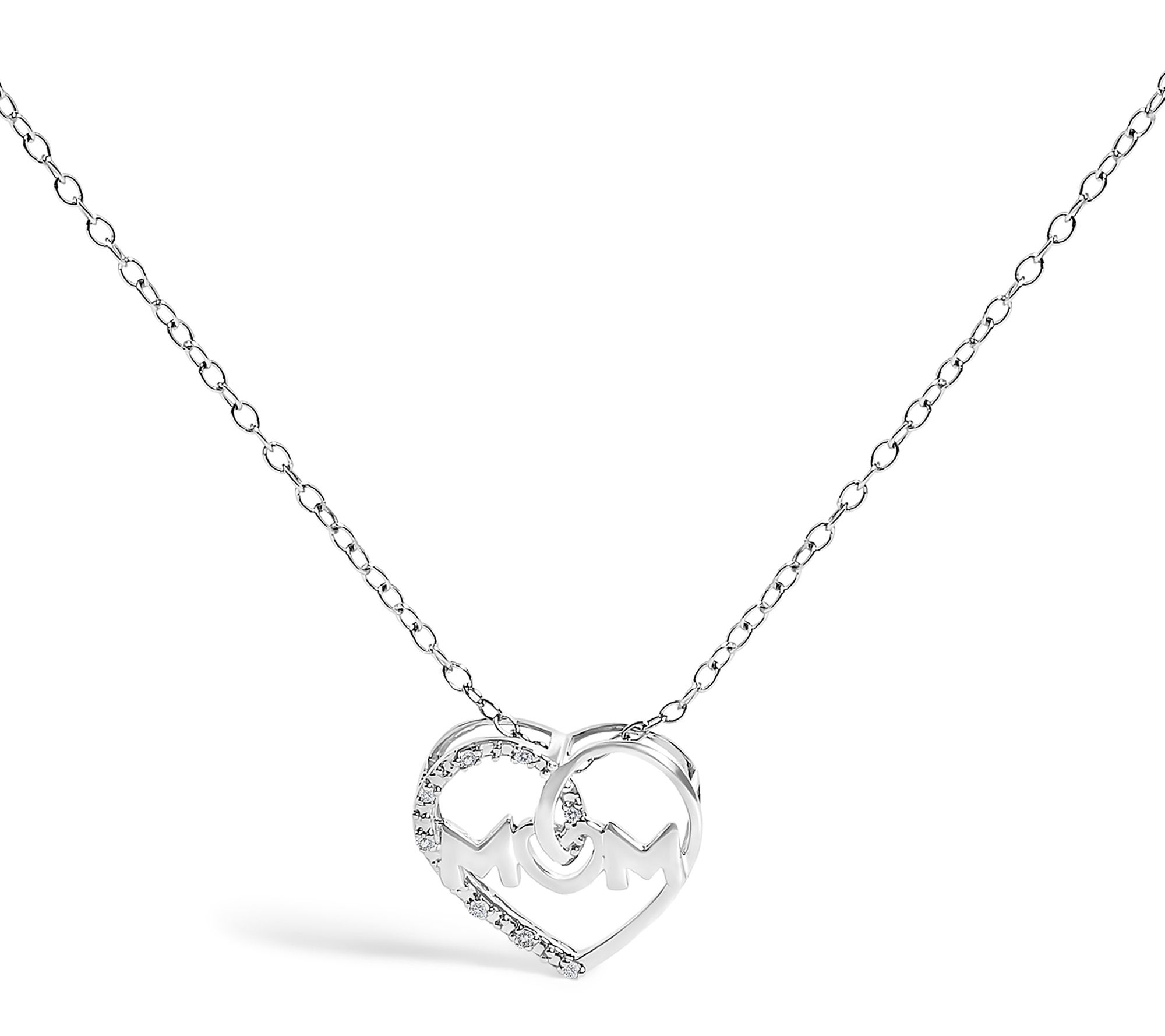 Haus of Brilliance Diamond Mom Heart Pendant Necklace, Sterl