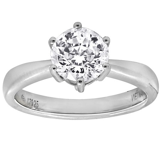 Diamonique 2.00cttw Round Solitaire Ring, Sterling