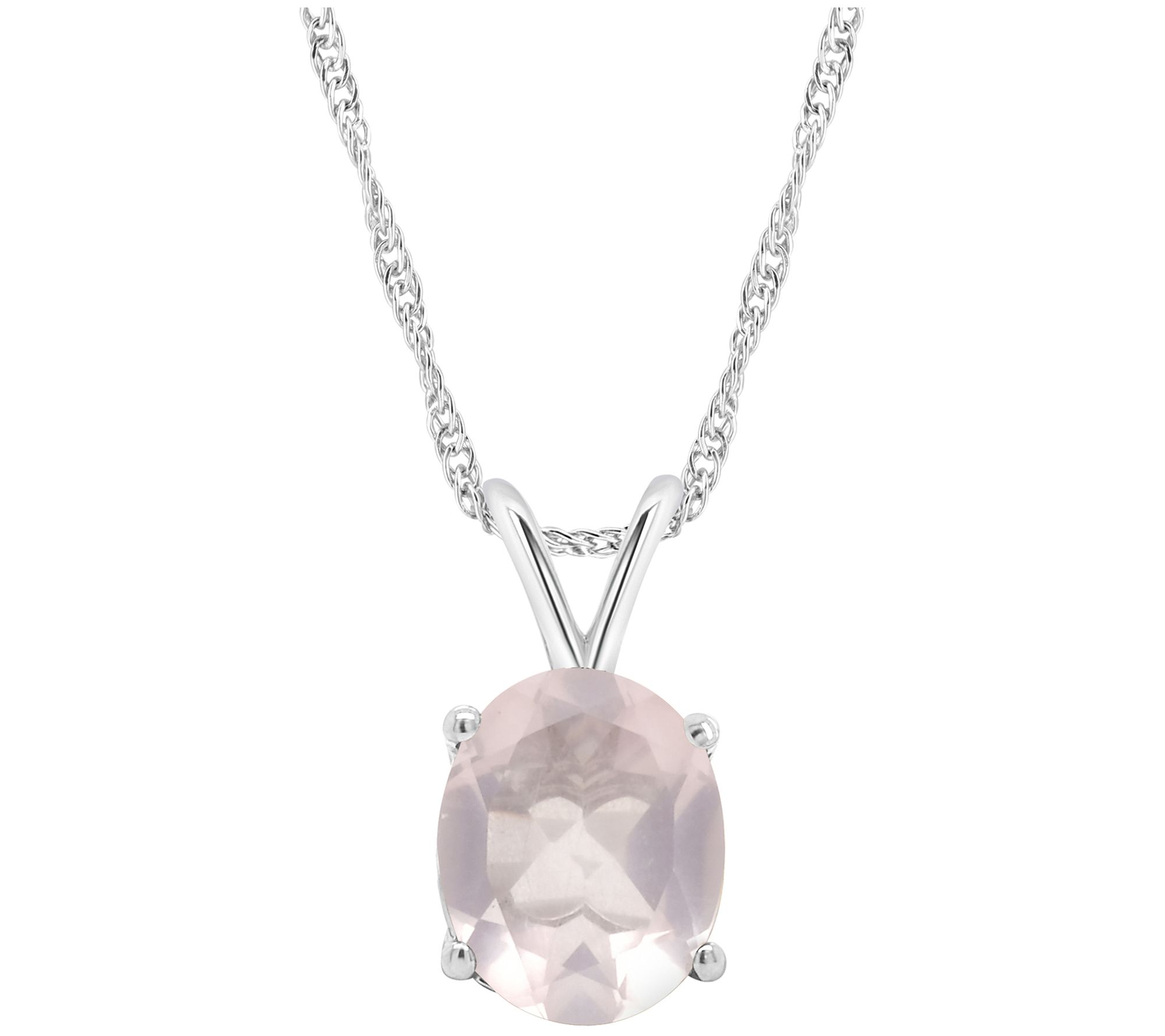Sterling Silver Oval Solitaire Gemstone Pendantw/ 18" Chain