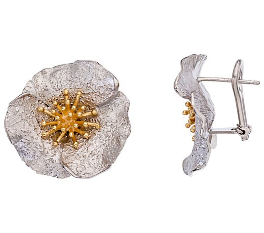 Sterling Silver Two-Tone Flower Earrings