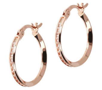 Diamonique 0.90 cttw 5/8" Hoop Earrings, 14K Gold - J488183