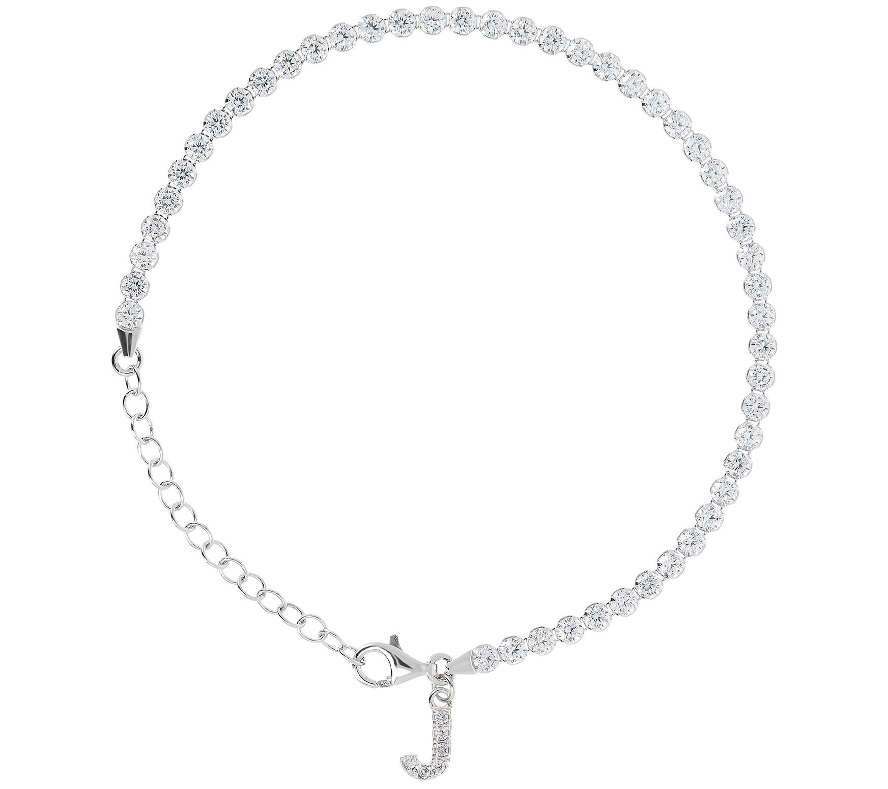Diamonique Tennis Bracelet with Initial, Sterling Silver