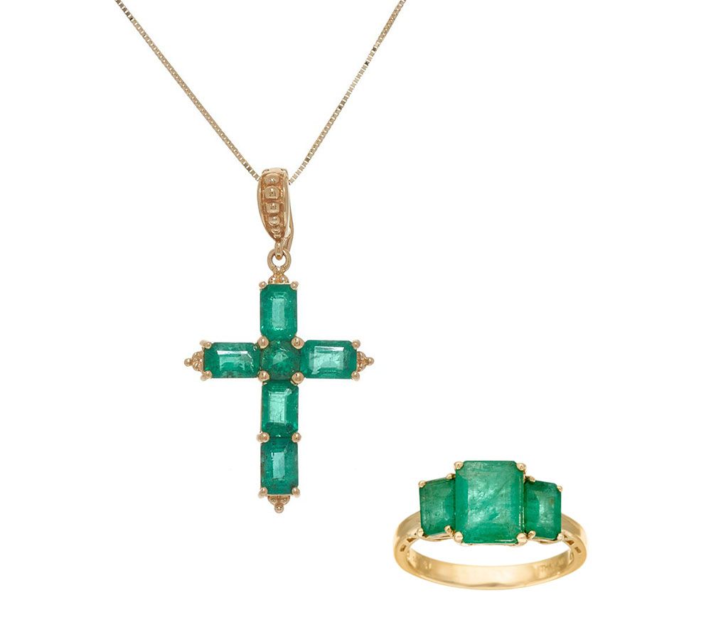 Emerald Cut Zambian Emerald Choice of Ring or Enhancer - QVC.com