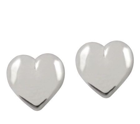 UltraFine Silver 10mm Heart-Shaped Button Earrings - QVC.com