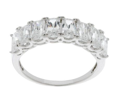 Epiphany Diamonique Emerald Cut Band Ring - QVC.com