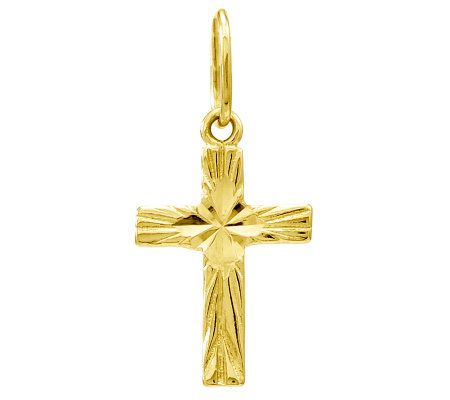 Diamond-Cut Cross Pendant, 14K Gold — QVC.com