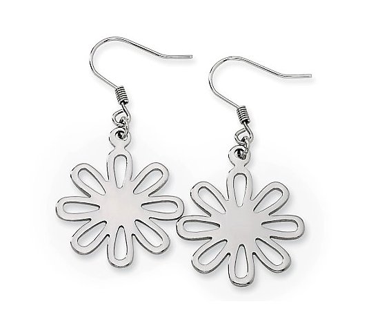 Steel by Design Polished Flower Dangle Earrings