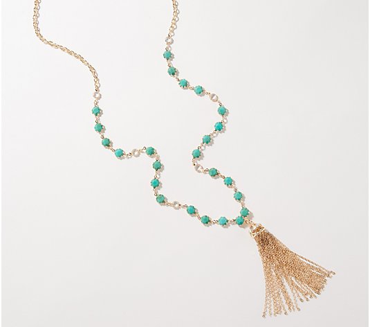 Laurie Felt Linked Stone Tassel Necklace