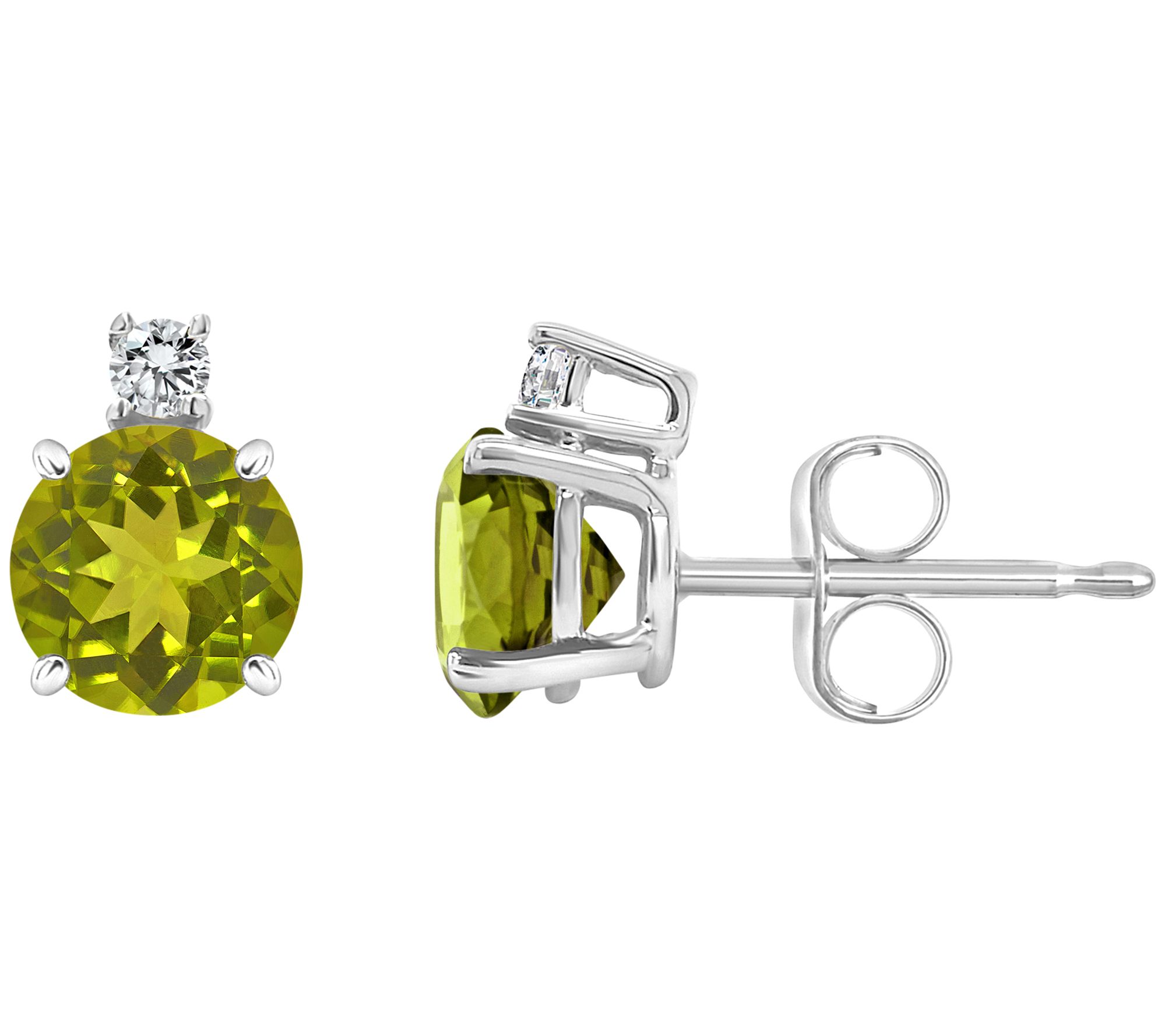 14K Gold 1.10 cttw Peridot & Diamond Accent Stud Earrings