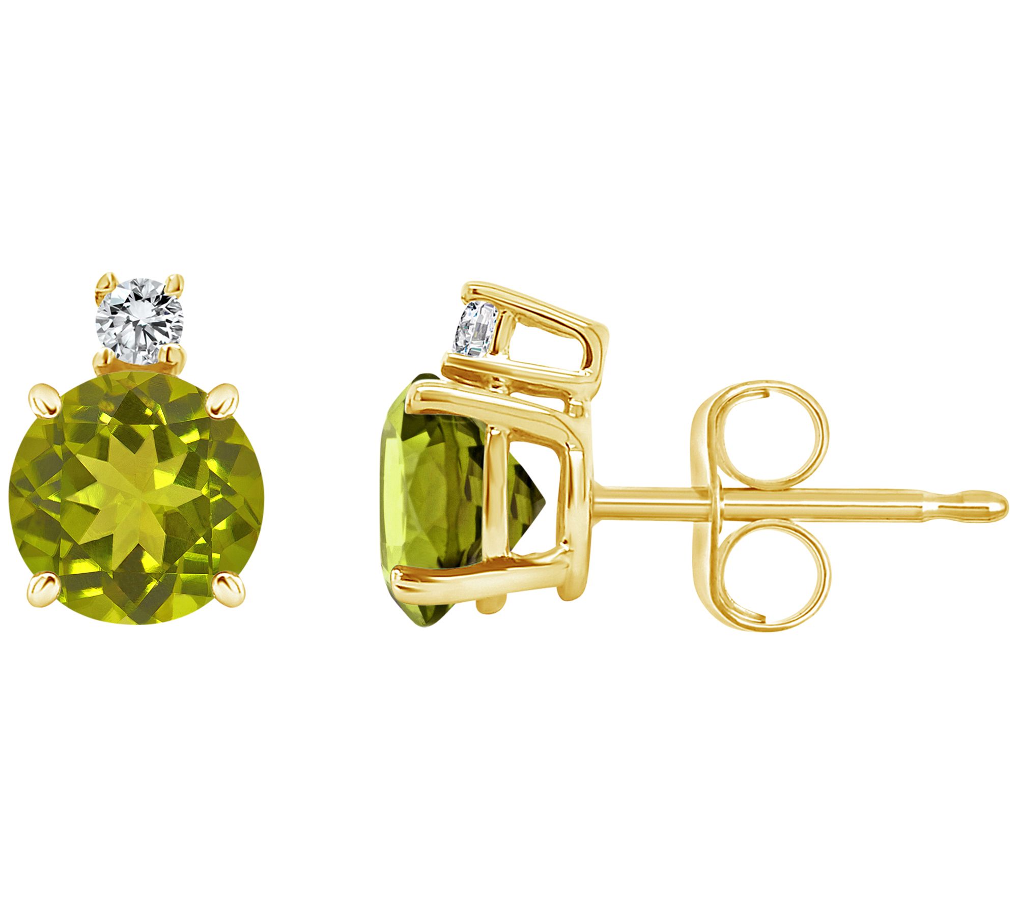 14K Gold 1.10 cttw Peridot & Diamond Accent Stud Earrings