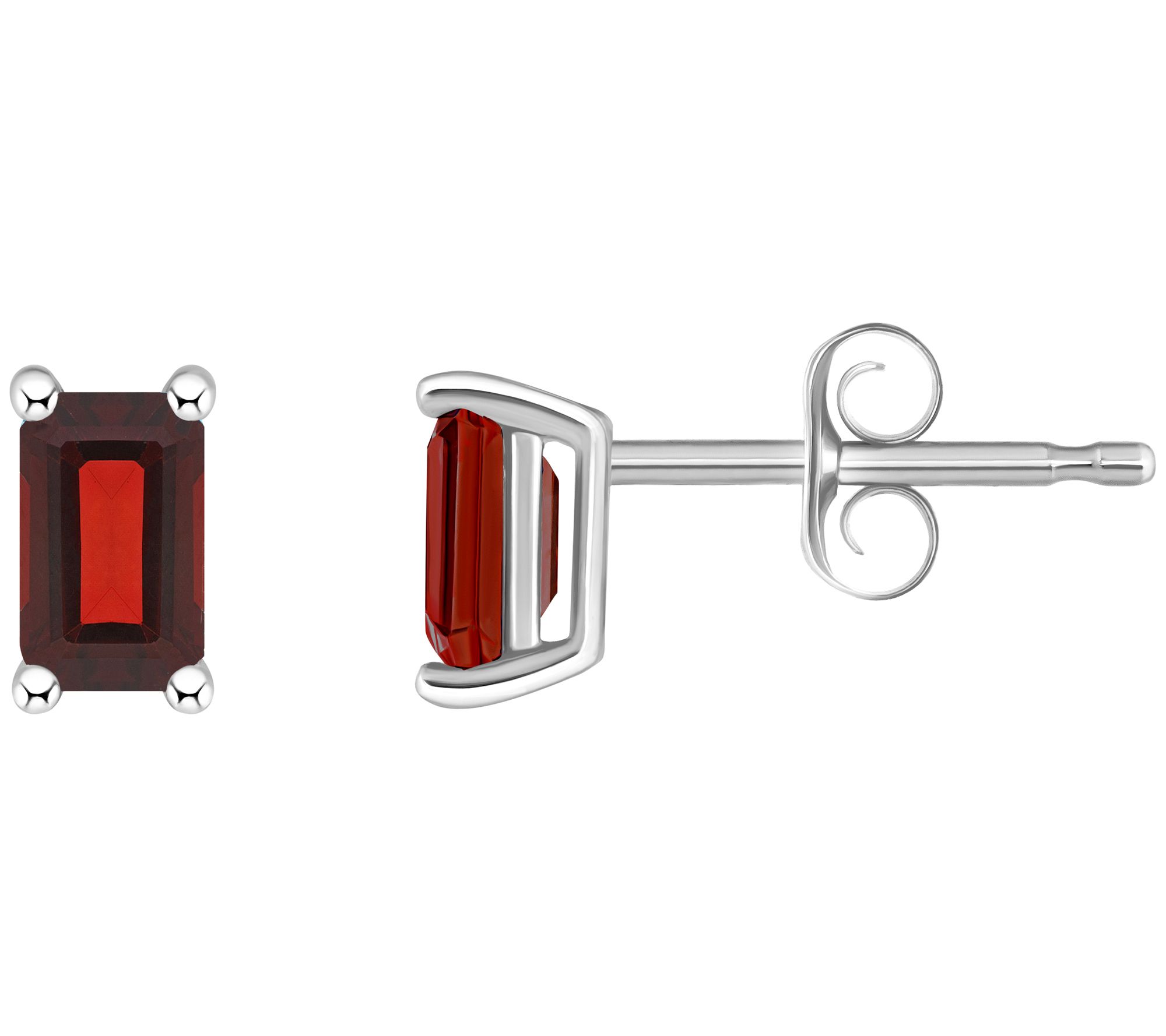 14K Gold Emerald Cut 0.80 cttw Garnet Stud Earr ings