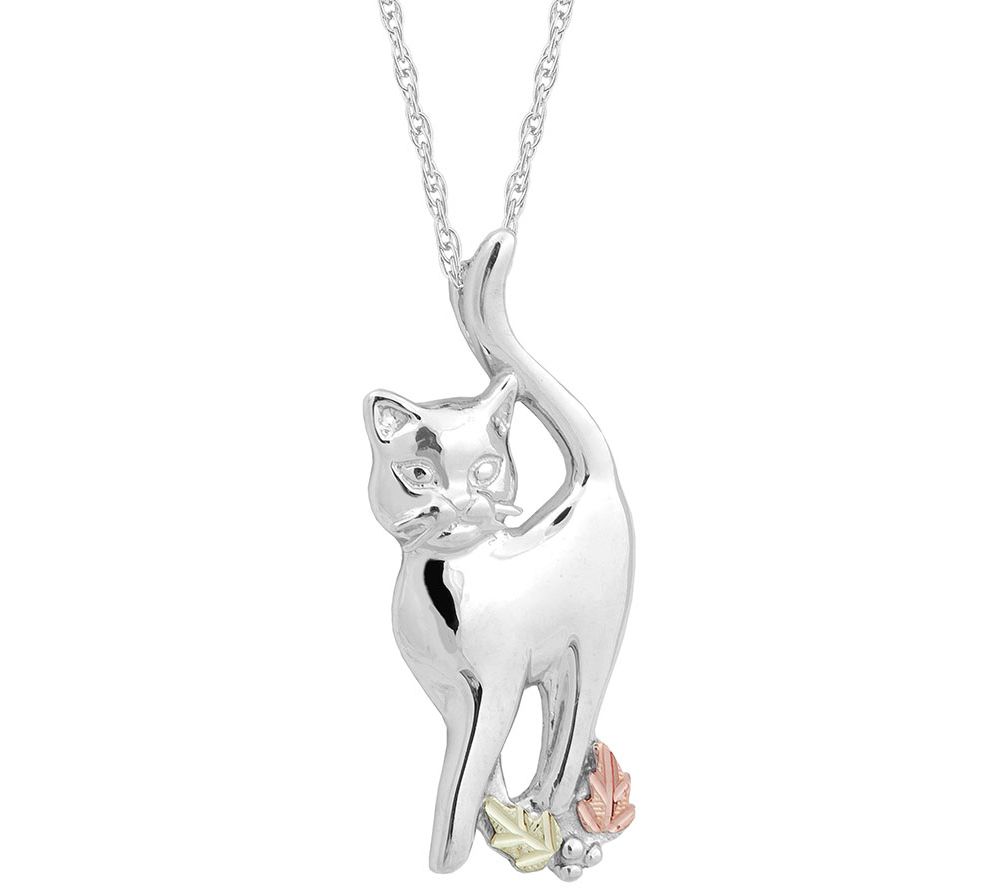 Black Hills Cat Pendant w/ Chain Sterling/12K Gold - QVC.com