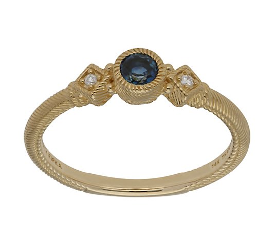 JUDITH Classic 14K Gold Gemstone and Diamond Ring