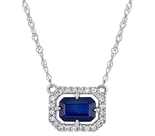 Bellini 0.70 cttw Blue Sapphire & Diamond Accent Halo Necklace