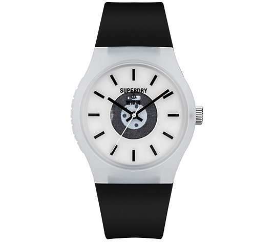 Superdry Unisex Black & White Silicone Strap Watch