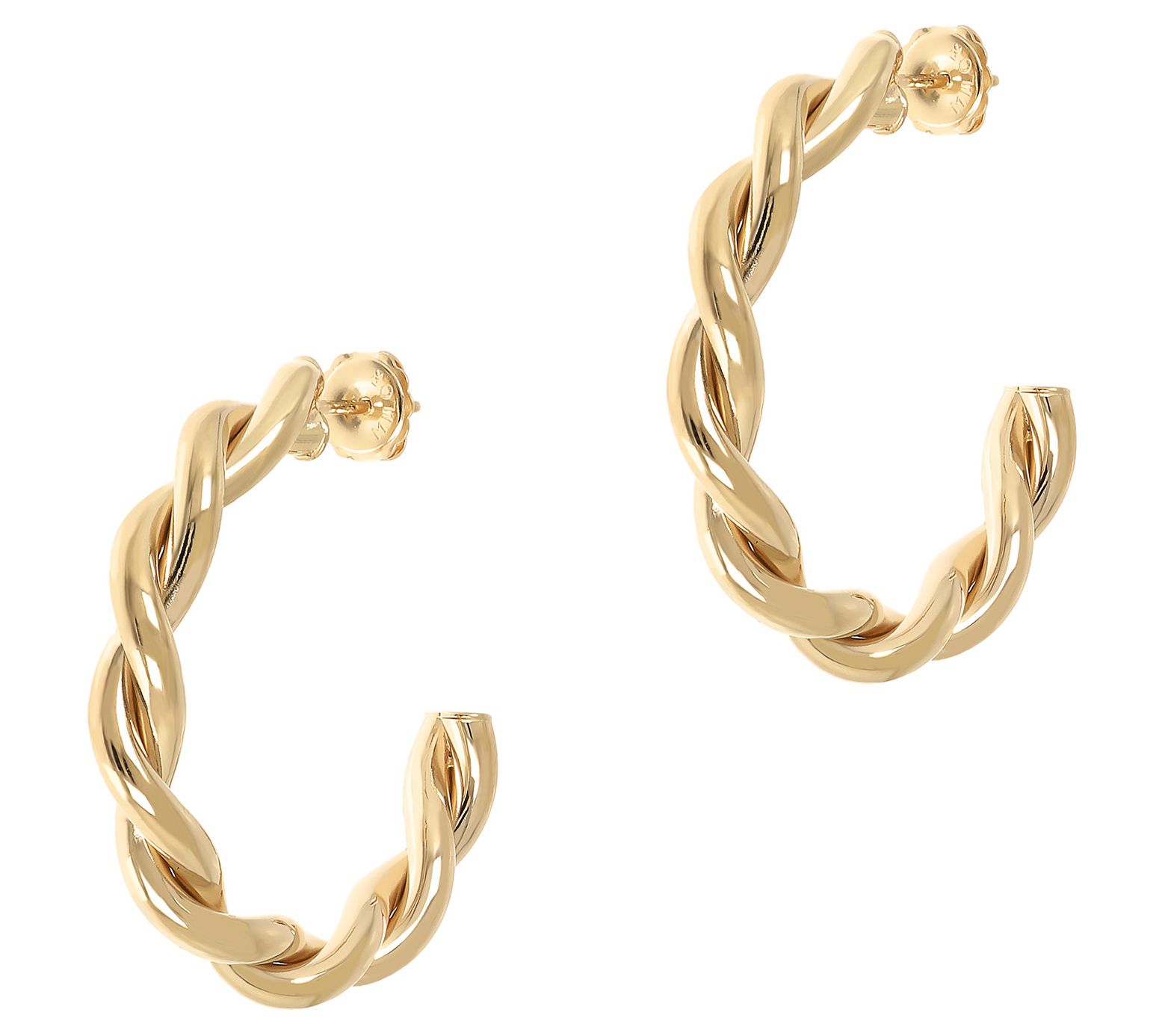 Italian Silver 1-1/2" Polished Twisted Hoop Ear rings
