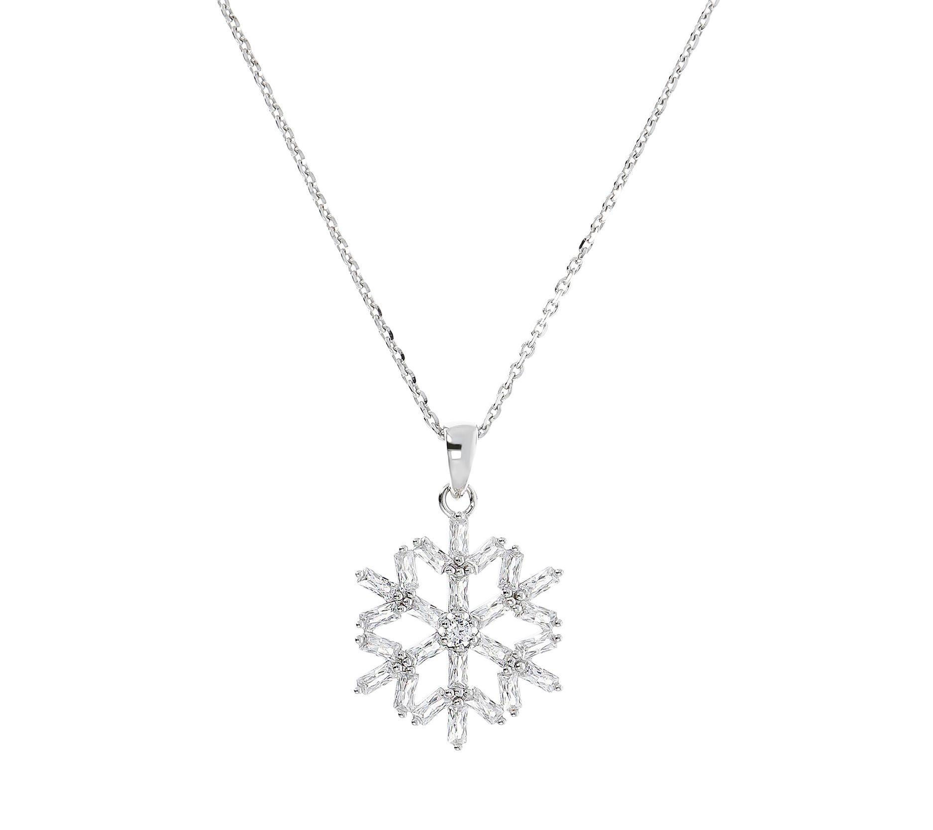 Diamonique 1.60 cttw Snowflake Pendant w/ Chain, Sterling - QVC.com