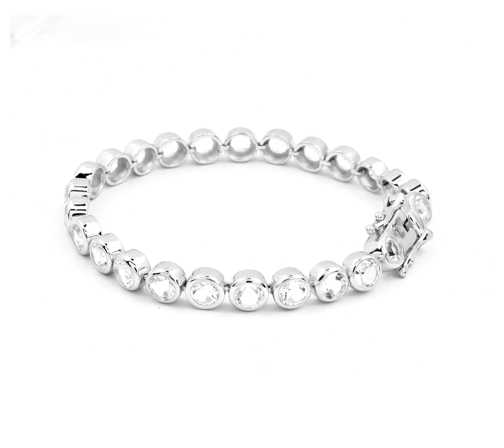 Sterling Silver Round Rock Crystal Tennis Brace let