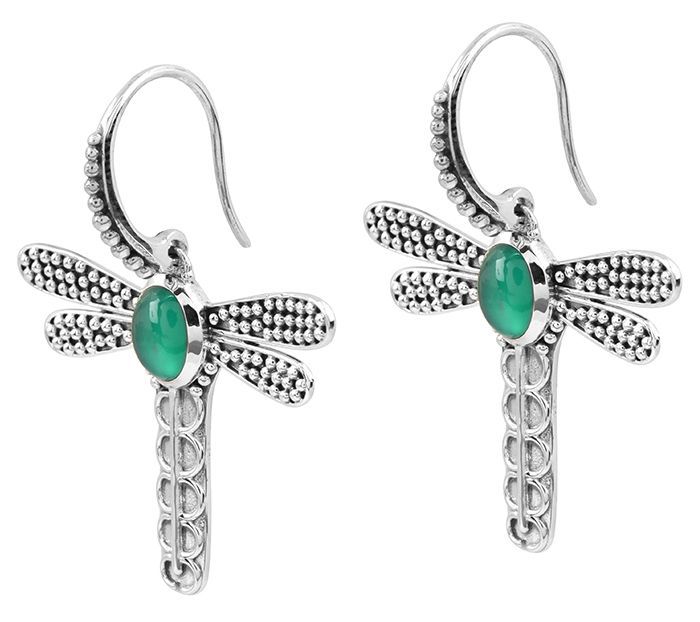 Affinity Gems Chalcedony Dragonfly Earrings, St erling Silver