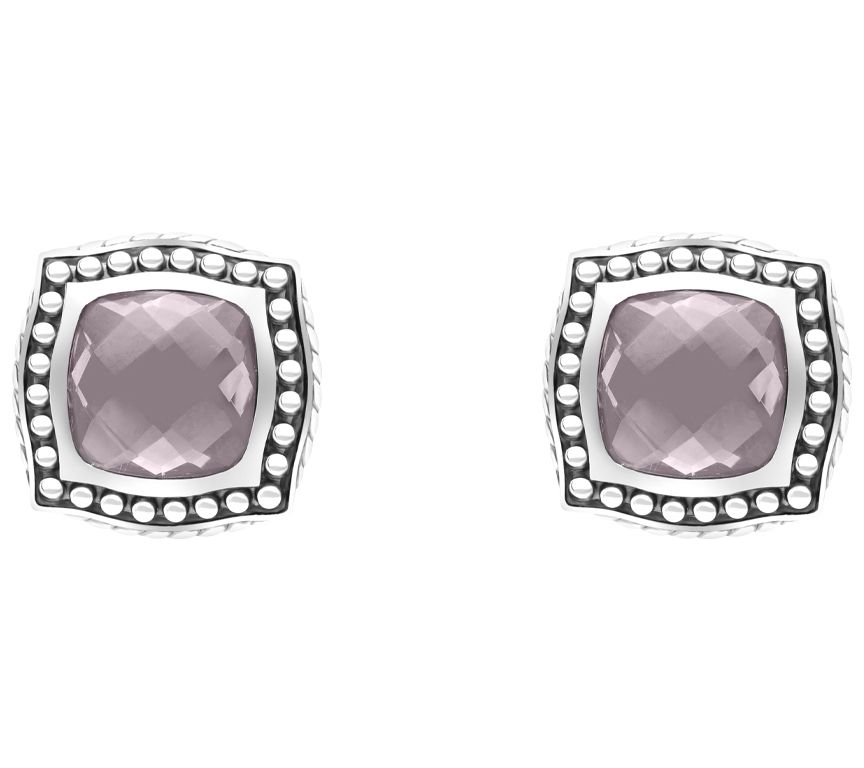 Tiffany Kay Sterling Silver Herringbone Rose Quartz Earrings