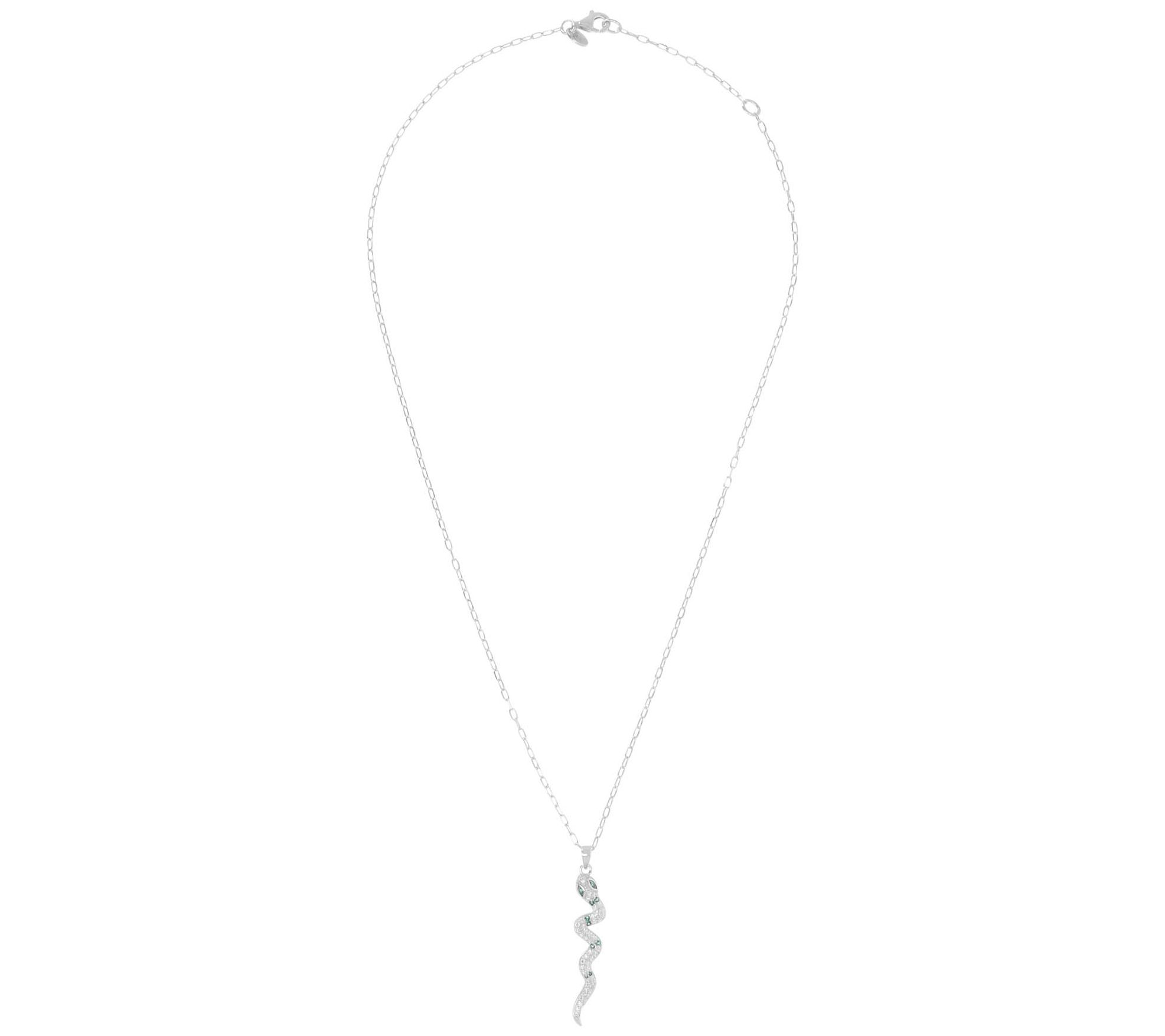 Diamonique 0.60 cttw Snake Pendant w/ Chain, Sterling Silver - QVC.com