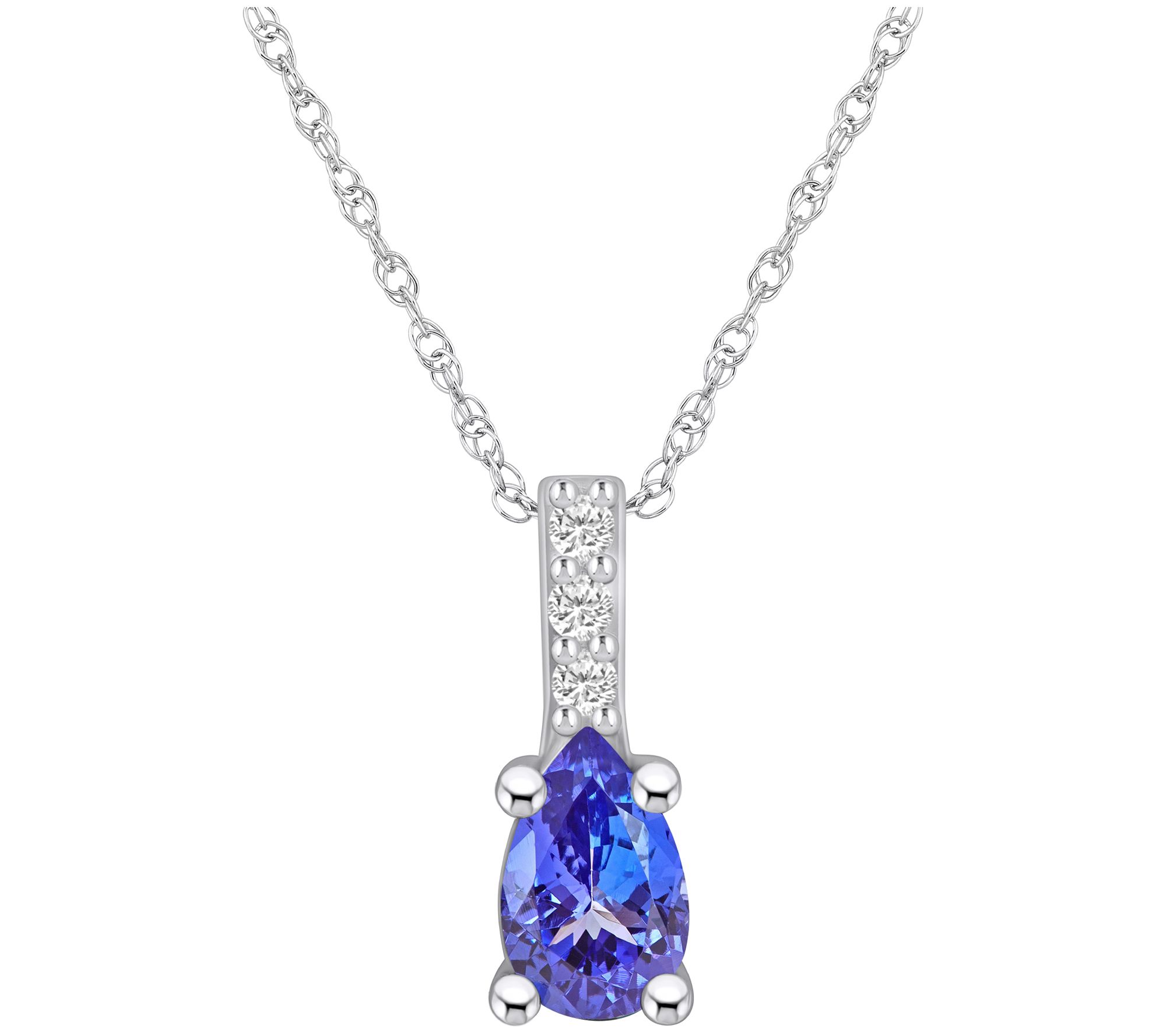 Affinity Gems Oval Tanzanite & Diamond Pendantw/ Chain, 14K