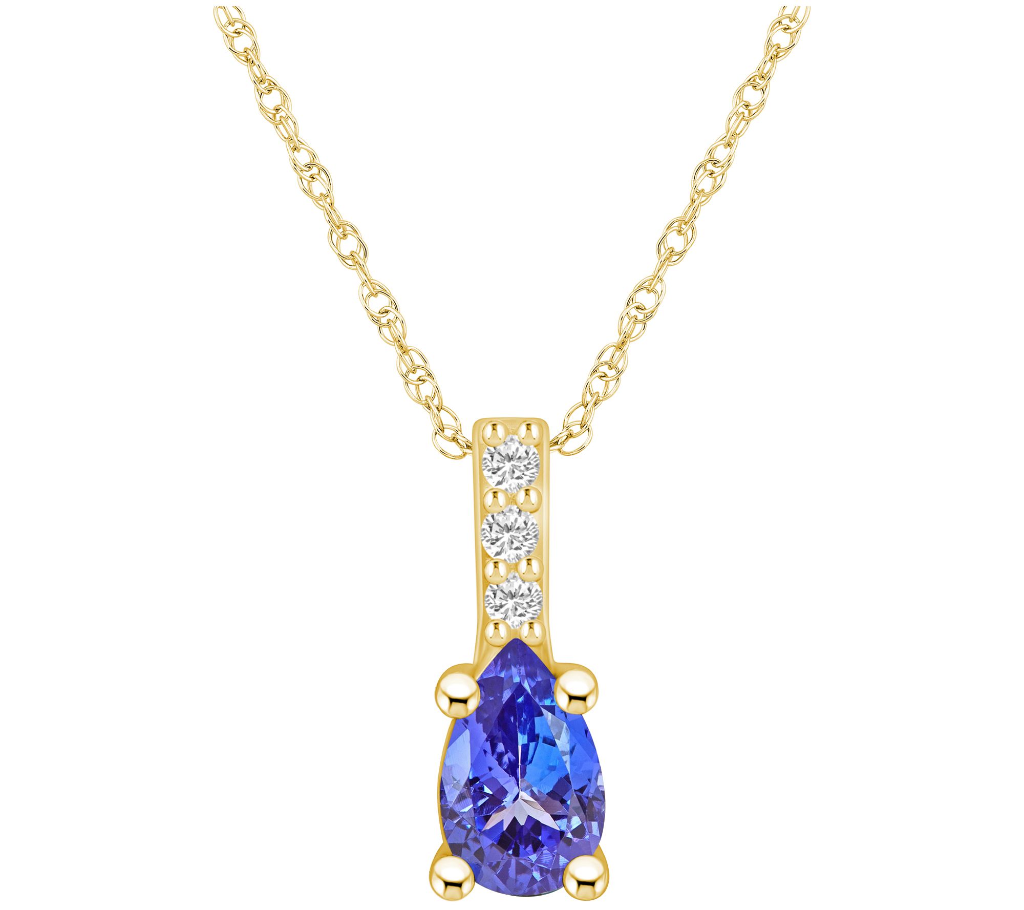 Affinity Gems Oval Tanzanite & Diamond Pendant w/ Chain, 14K