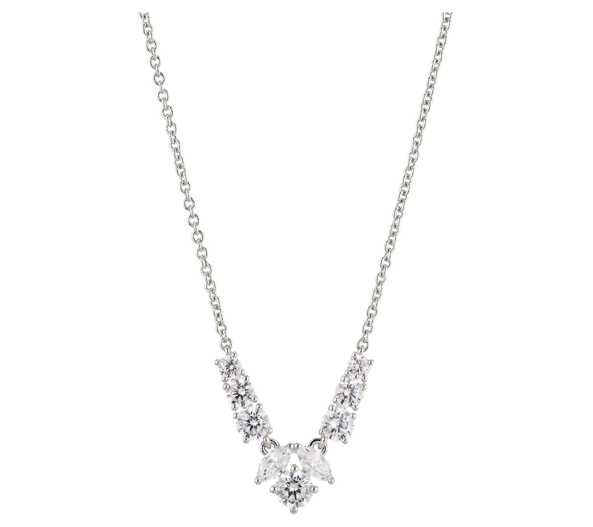 Nadri Sterling Silver Cluster Statement Necklac e