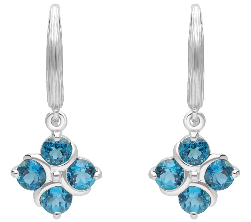 Ariva Sterling Silver Blue Topaz Quartet Dangle Earrings