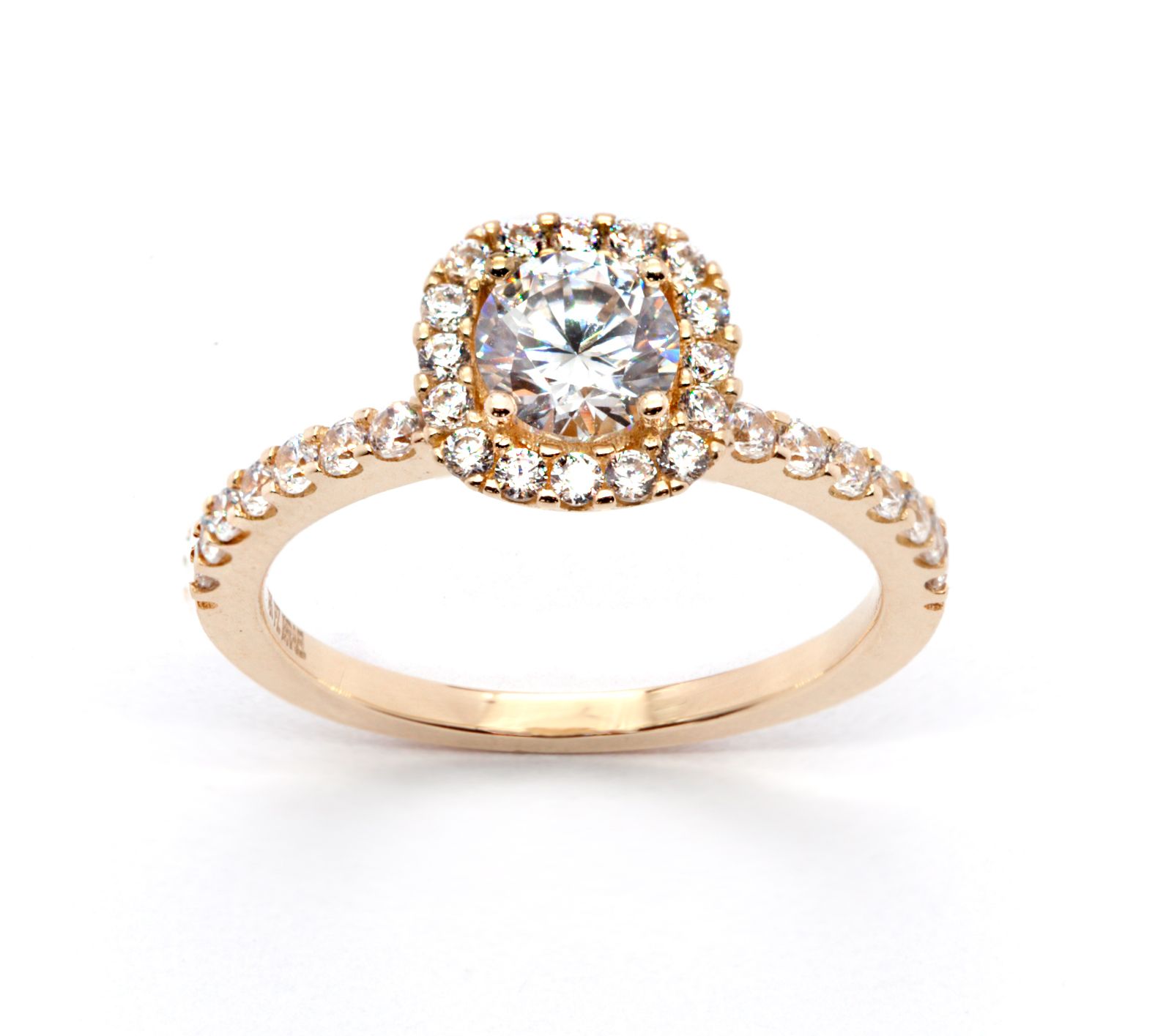 Diamonique 1.60 cttw Halo Ring, 14K Gold