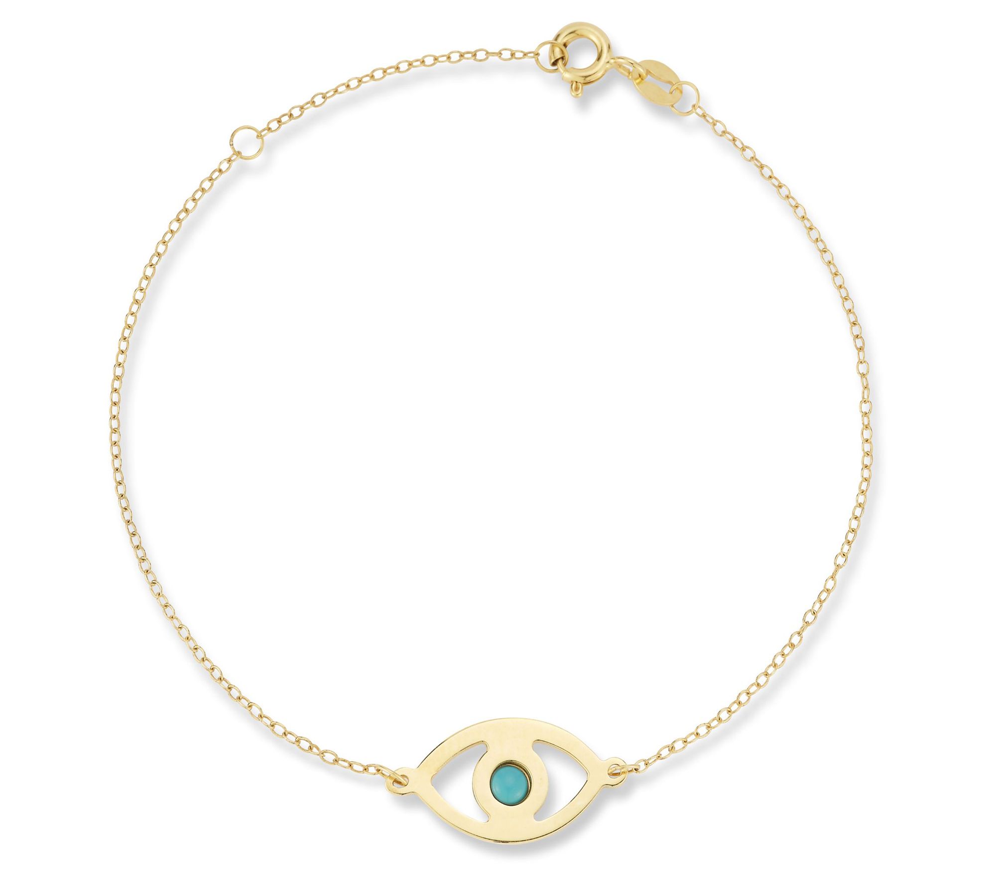 Italian Gold Turquoise Evil Eye Bracelet, 14K - QVC.com