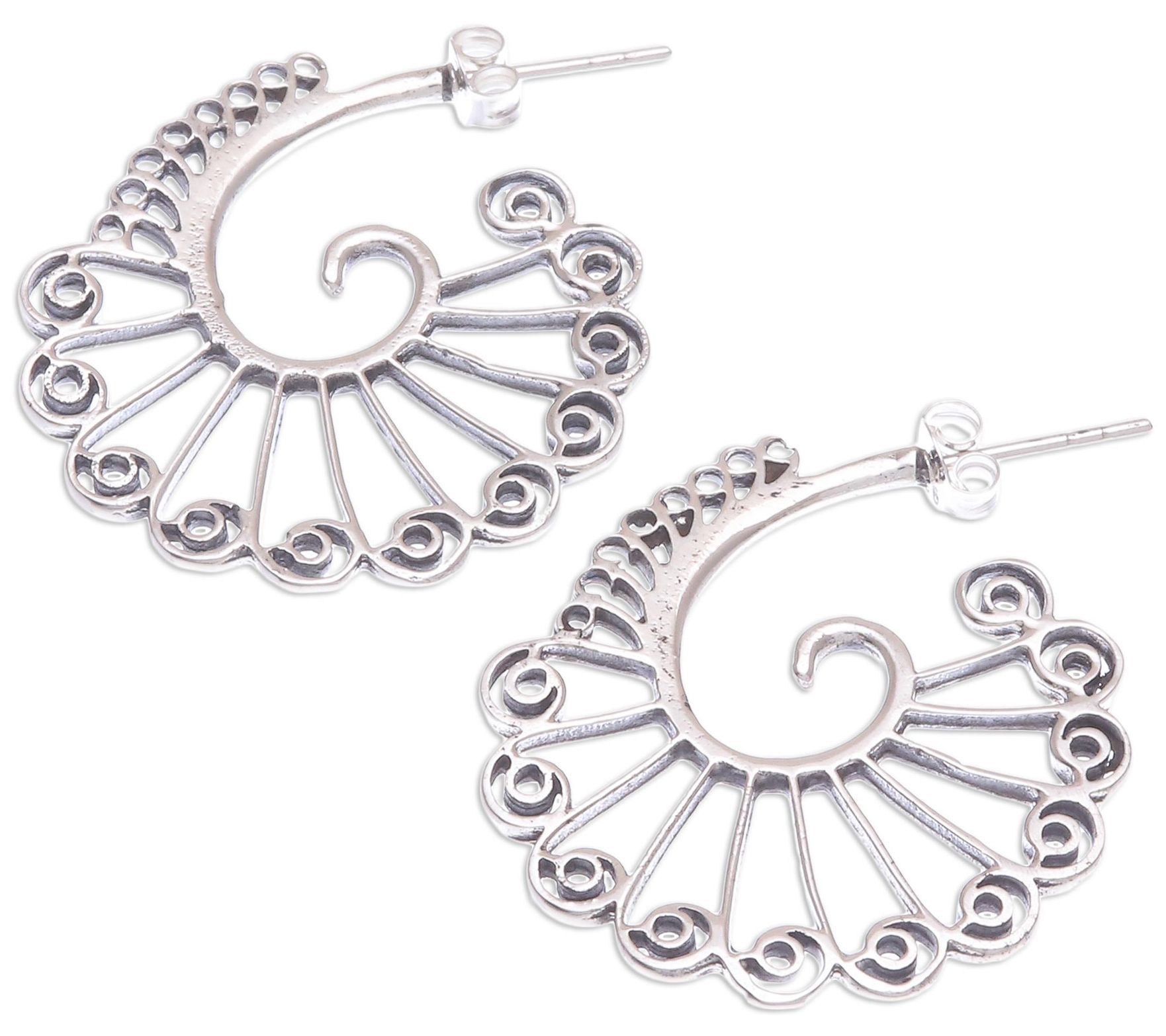 Novica Artisan Crafted Sterling Silver Spiral Hoop Earrings QVC