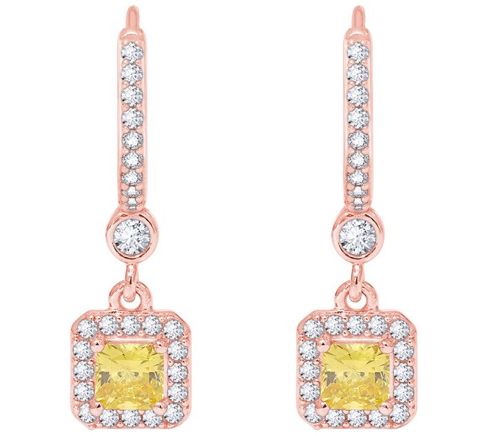 Diamonique 0.95 cttw Canary Da ngle Earrings, Sterling Silver