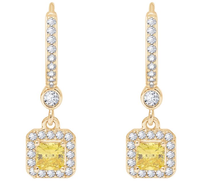 Diamonique 0.95 cttw Canary Da ngle Earrings, Sterling Silver