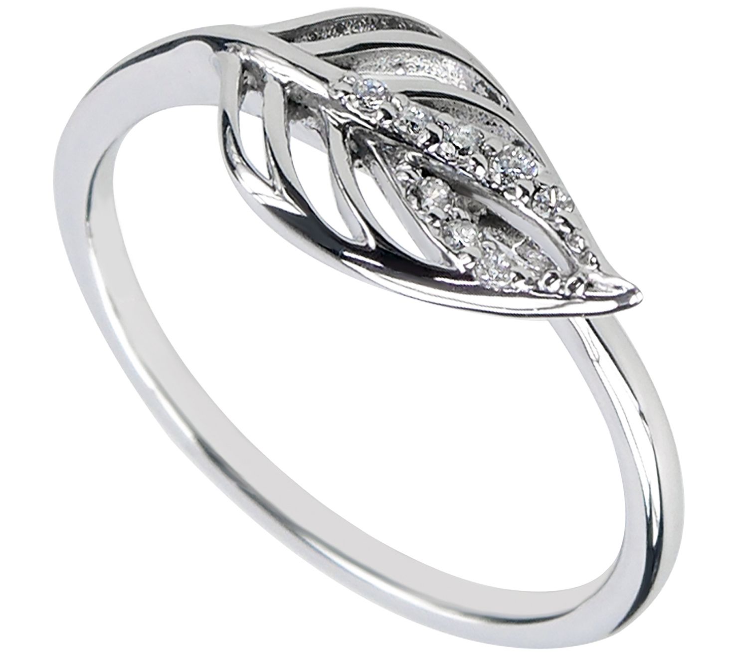 Diamonique Pave Leaf Ring, Sterling Silver - QVC.com