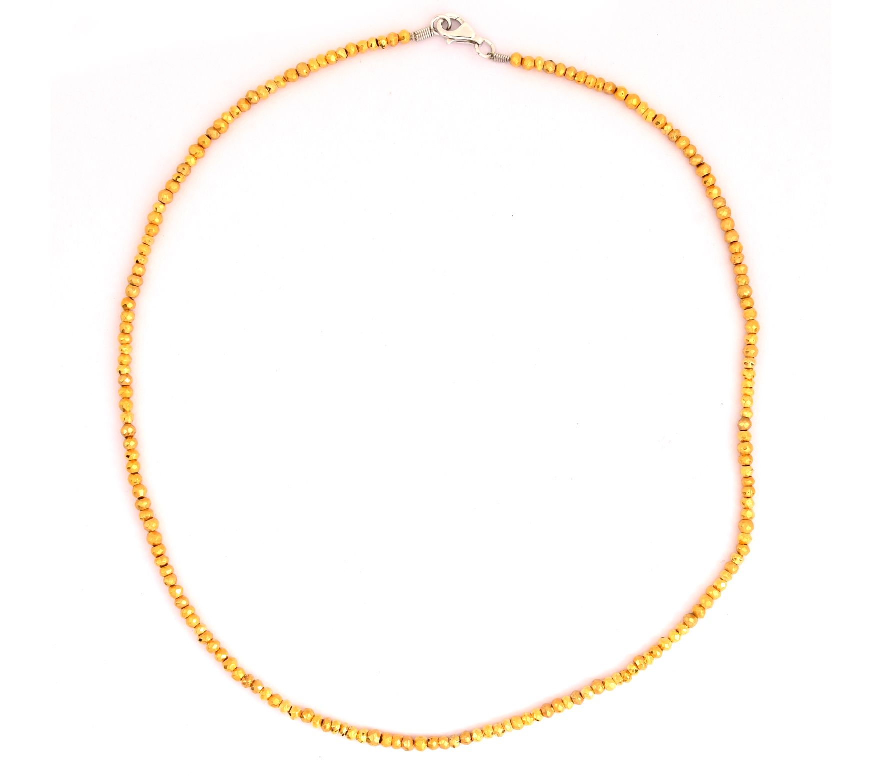 Sterling Silver Coated Pyrite Gold Beaded Necklace.