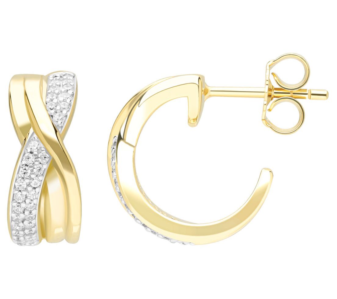 Ariva 18K Gold Clad Diamonique Criss Cross Hoop Earrings