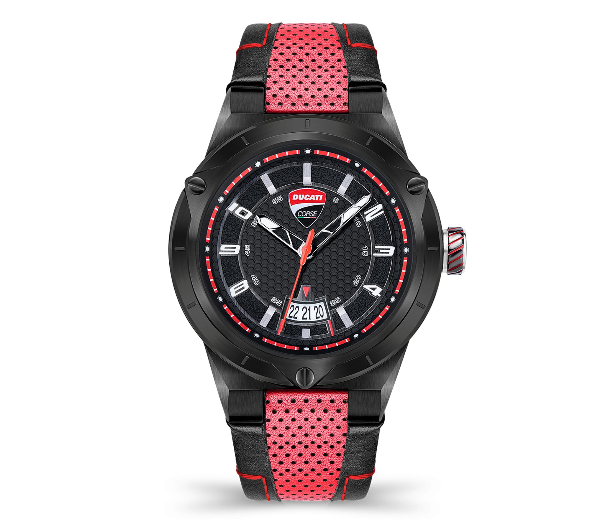 Ducati Corse Men's Curva Black & Red Strap Watch - QVC.com