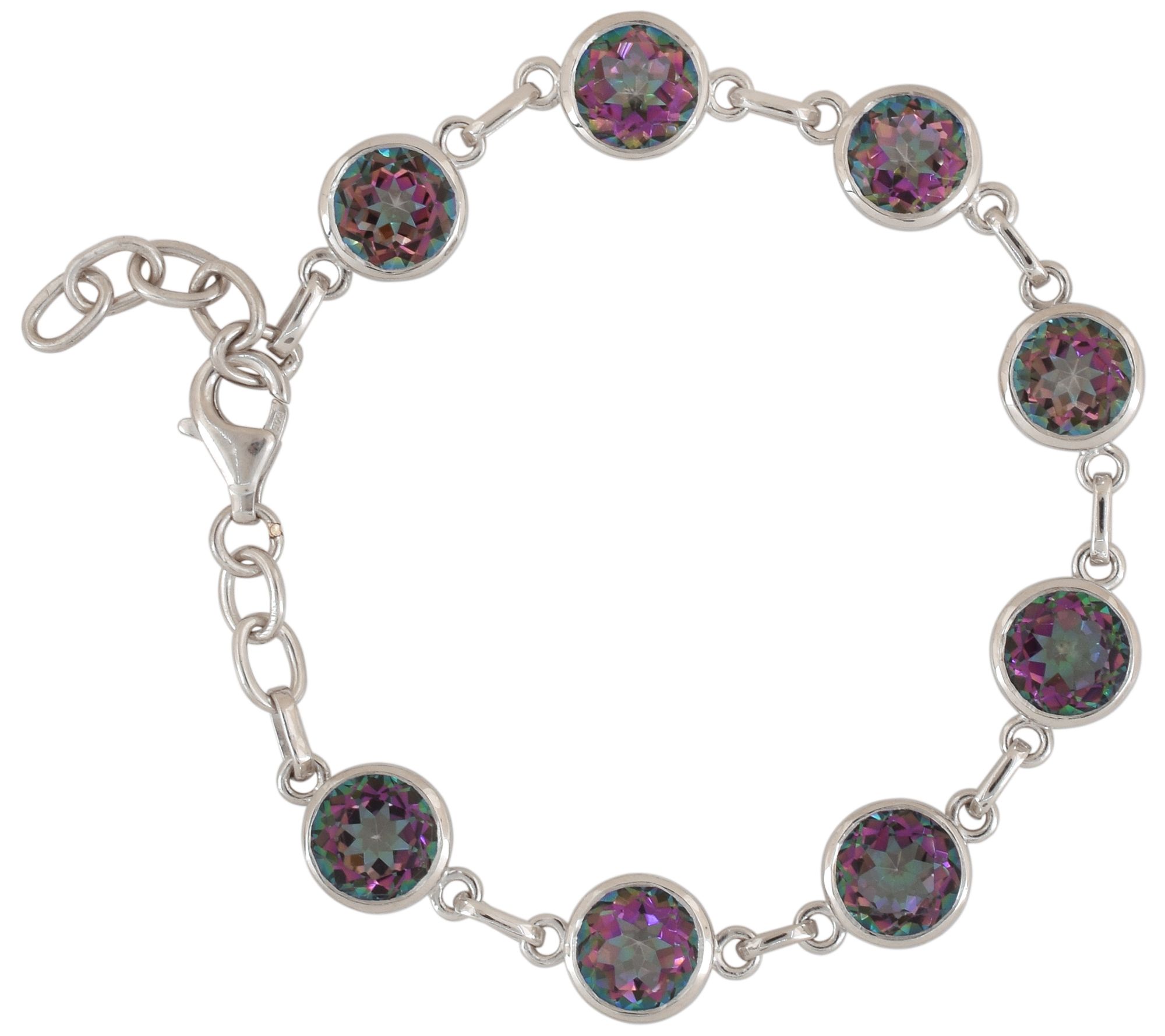 Affinity Gems Green Coated Quartz Station Bracelet, Sterling