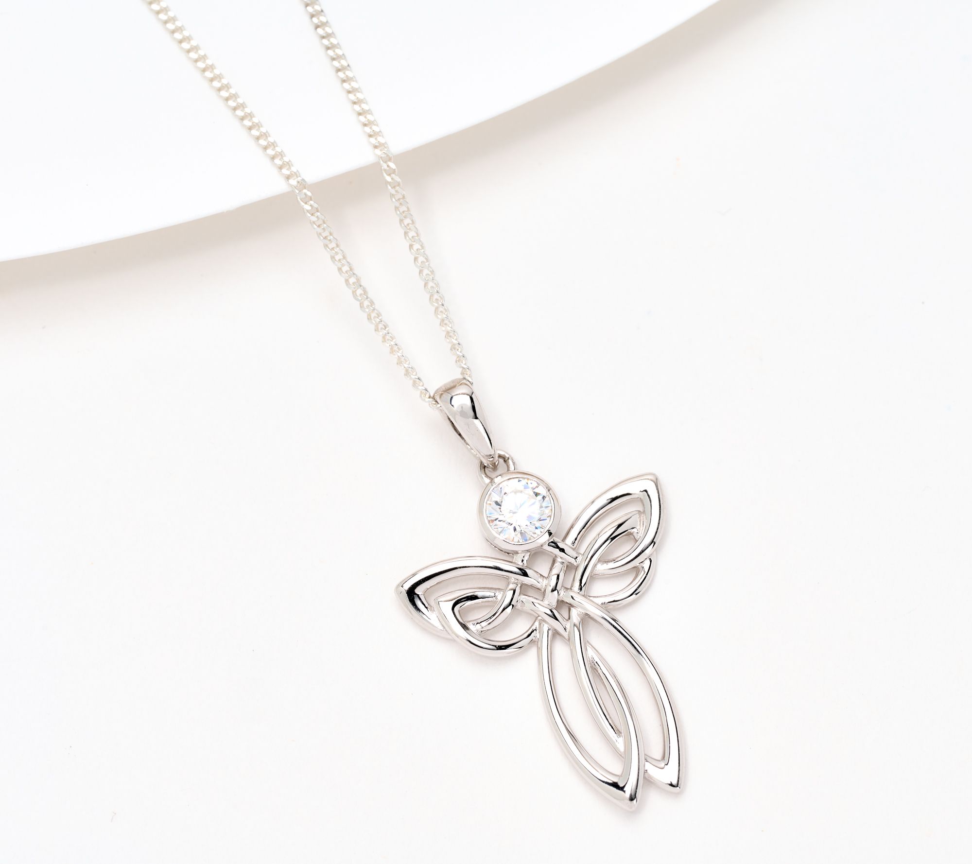 Fado Sterling Silver Celtic Angel Pendant with 18" Chain