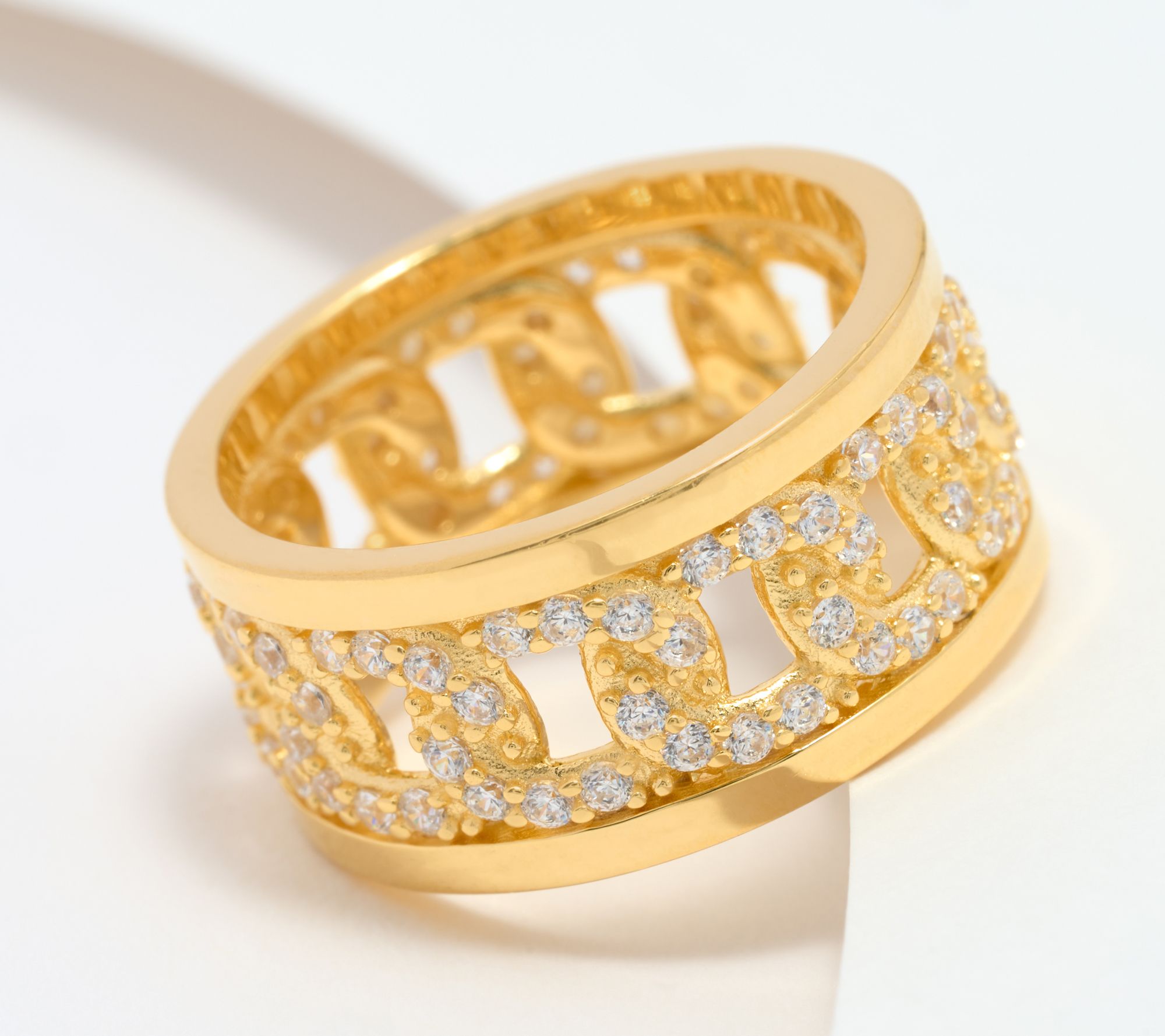 "As Is" Diamonique Italia Curb Link Band Ring, Sterling Silver