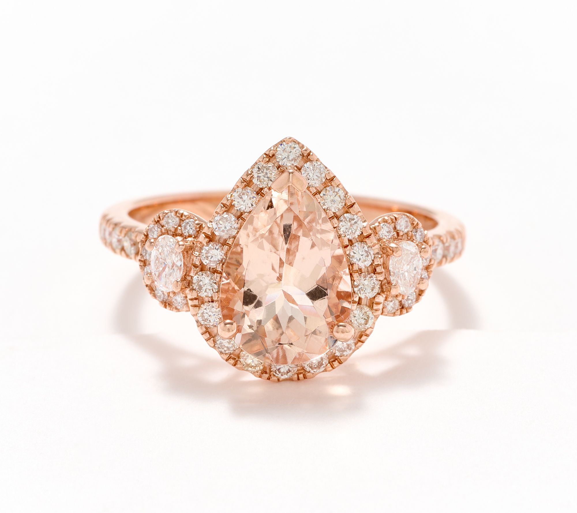 Effy Morganite and Diamond Pear Cut Ring, Rose Gold