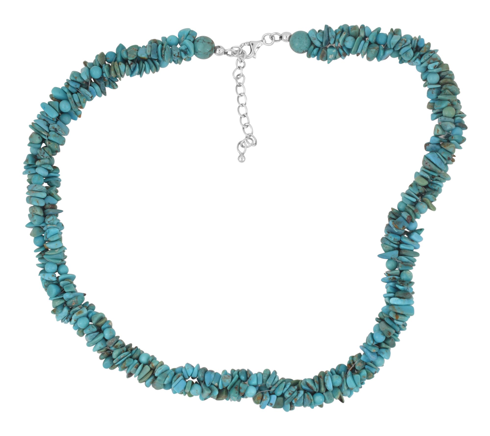 Artisan Crafted Sterling Turquoise Uncut & Round Bead Necklace